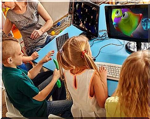 Creativity - children in front of computers