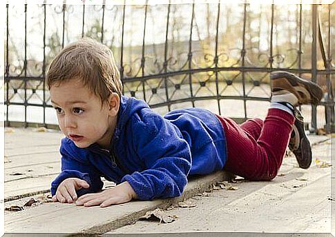 Household accidents - child lies on the floor after falling