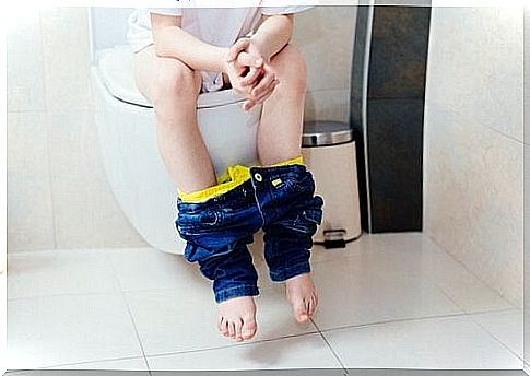 Defecation: child on the toilet