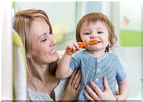 Baby's first teeth should be brushed from 18 months of age.