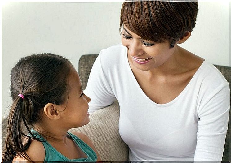 Exercises for speech development disorders: mother with daughter