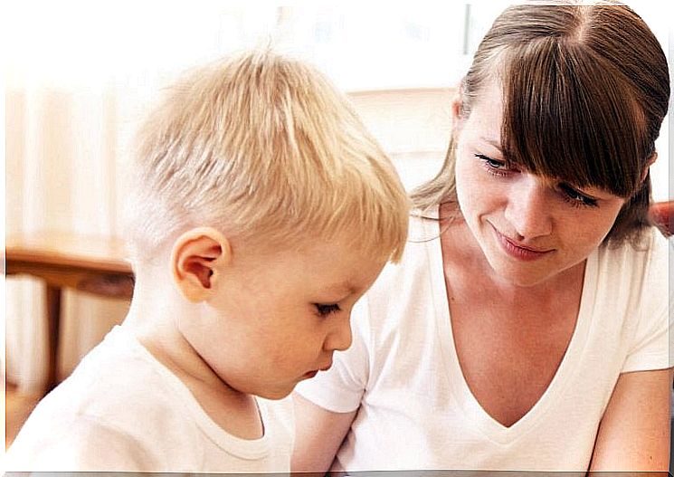 Exercises for language development disorders: mother with son