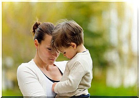 Separation anxiety in children: mother with son