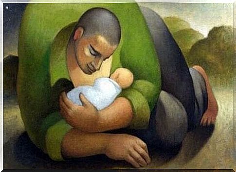 Painting of father and child